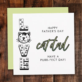 Groene Gelukkige Vaderdag Van De Kat Purrfect Kaart