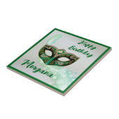 Groene Gelukkige Verjaardag Masquerade Party | ker Tegeltje (Zijkant)
