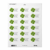 Groene, gelukkige vierbladklaver Shamrock hand ges Etiket (Full Sheet)