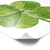 Groene, gelukkige vierbladklaver Shamrock hand ges Foto Afdruk (Hoek)