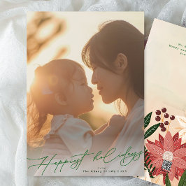 Groene gelukkigste elegante pracht foto kerst feestdagenkaart