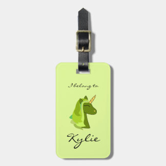Groene geluks eenhoorn bagagelabel