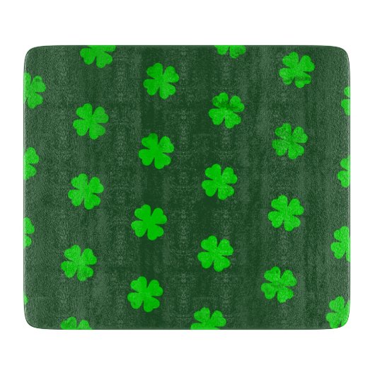 Groene Geluks Klaver Glas Snijplank (Voorkant)