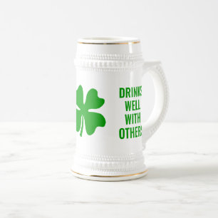 Groene geluks shamrock grappige St Patrick's Day Bierpul