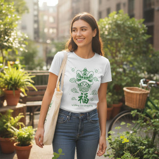 Groene Gelukskat St. Patrick's Day Kunst T-shirt