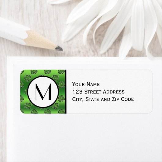 Groene Gem Shamrock Patroon Return Adres Label (Insitu)