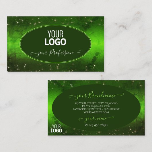 Groene gemarmerde patroonstaartroep met Logo Visitekaartje (Voorkant / Achterkant)