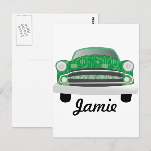 Groene gemiddelde van de geboorte van de auto-boog briefkaart (Voorkant / Achterkant)