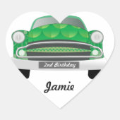Groene gemiddelde van de geboorte van de auto-boog hart sticker (Voorkant)