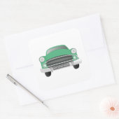 Groene gemiddelde van de geboorte van de auto-boog vierkante sticker (Envelop)