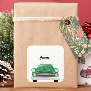 Groene gemiddelde van de geboorte van de auto-boog vierkante sticker