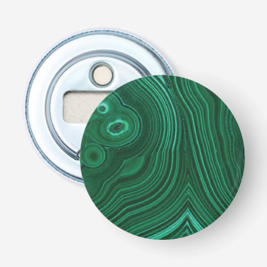 Groene gemstone malachite button flesopener (Voorkant)