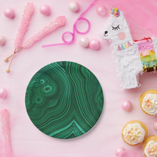 Groene gemstone malachite papieren bordje (Feest)
