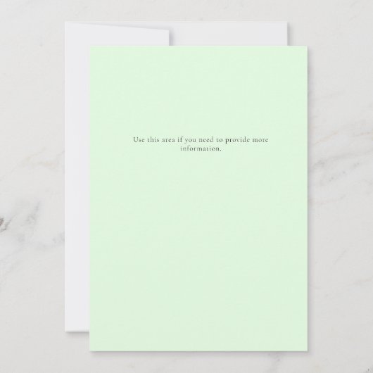 GROENE GENDERNEUTRALE BABY SHOWER MET PACIFIER KAART (Achterkant)