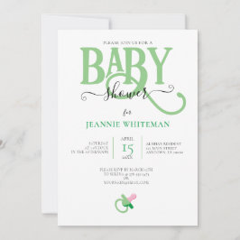 GROENE GENDERNEUTRALE BABY SHOWER MET PACIFIER KAART