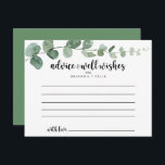 Groene genot Eucalyptus bruiloft advies Kaart<br><div class="desc">Deze groene verrukking eucalyptus bruiloft advies kaart is perfect voor een moderne bruiloft. Het ontwerp is voorzien van waterverf handgetekende eucalyptustakken en -bladeren. Deze kaarten zijn ideaal voor een bruiloft, vrijgezellenfeest, baby shower, afstudeerfeest & meer. Personaliseer de kaarten met de namen van de bruid en bruidegom, aanstaande ouders of afstuderen....</div>