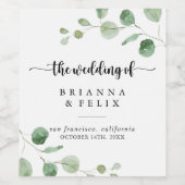 Groene genot Eucalyptus bruiloft wijn labels Etiket (Enkel label)