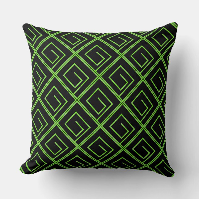 Groene Geo Zwart Kussen (Voorkant)