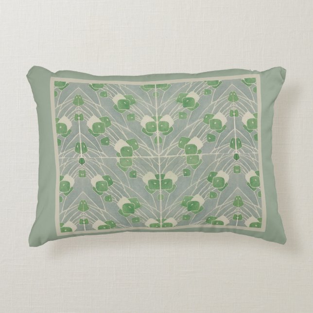 Groene geometrie 1915 Hannah Borger Overbeck Accent Kussen (Voorkant)
