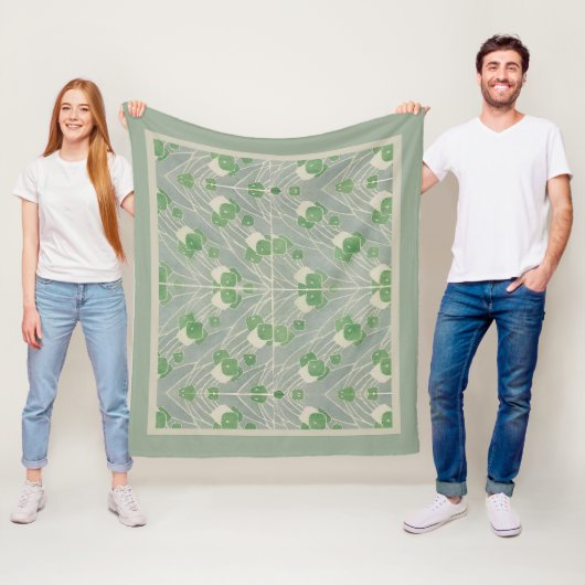 Groene geometrie 1915 Hannah Borger Overbeck Fleece Deken (In situ)