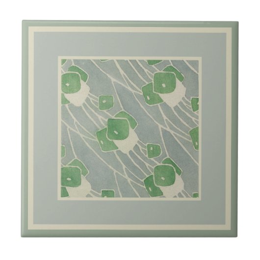 Groene geometrie 1915 Hannah Borger Overbeck Tegeltje (Voorkant)