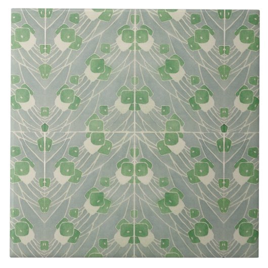 Groene geometrie 1915 Hannah Borger Overbeck Tegeltje (Voorkant)