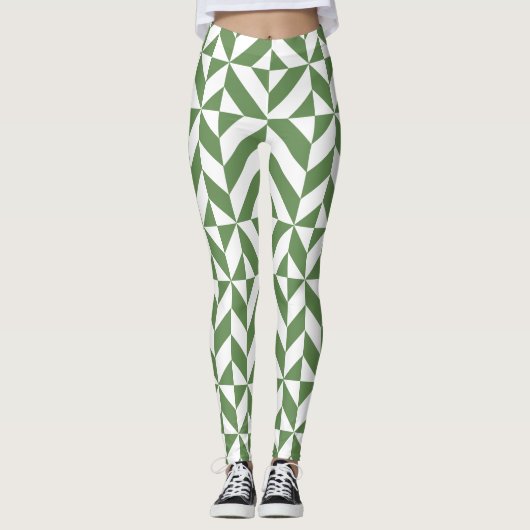 Groene geometrisch leggings (Voorkant)