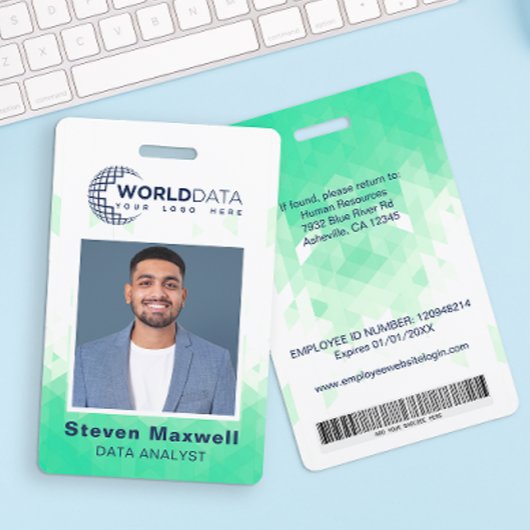 Groene geometrische aangepaste ID-badge voor werkn Badge