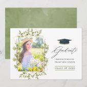 Groene geometrische afstuderen aankondiging (Voorkant / Achterkant)