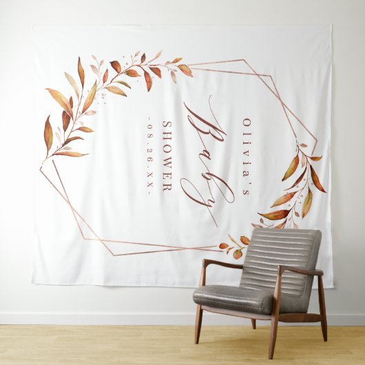 Groene geometrische baby shower foto achtergrond wandkleed (In Situ (horizontaal))