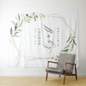 Groene geometrische babyshower-fotobackdrop wandkleed (In Situ (horizontaal))