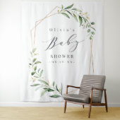 Groene geometrische babyshower-fotobackdrop wandkleed (In situ)