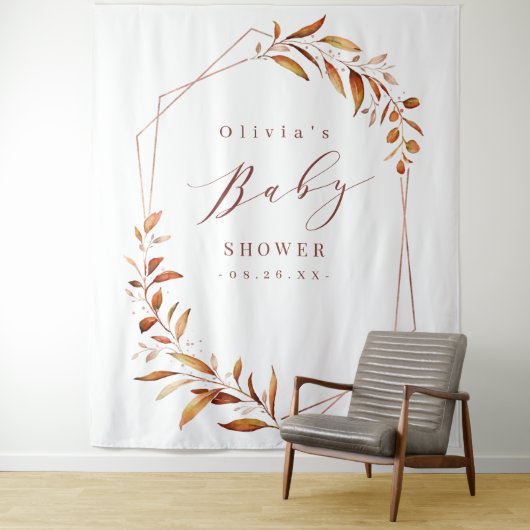 Groene geometrische babyshower-fotobehang wandkleed (In situ)