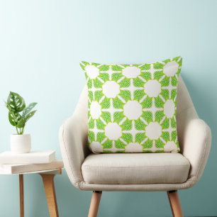 Groene geometrische blad/bloempatroon kussens