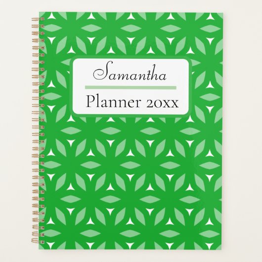 Groene Geometrische Bloemen Abstract Planner (Voorkant)