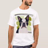 Groene Geometrische Boston Terrier Hond T-shirt (Voorkant)