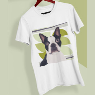 Groene Geometrische Boston Terrier Hond T-shirt