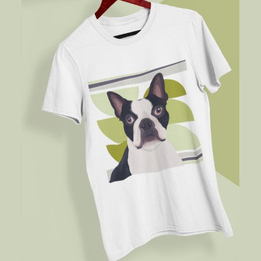 Groene Geometrische Boston Terrier Hond T-shirt