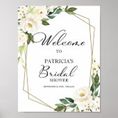 Groene geometrische bruidsontvangst poster (Voorkant)