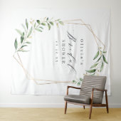 Groene geometrische bruiloftsfotobehang wandkleed (In Situ (horizontaal))