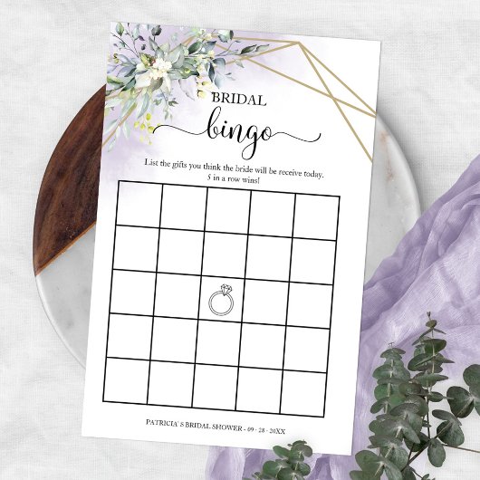 Groene geometrische bruiloftsshower bingo flyer