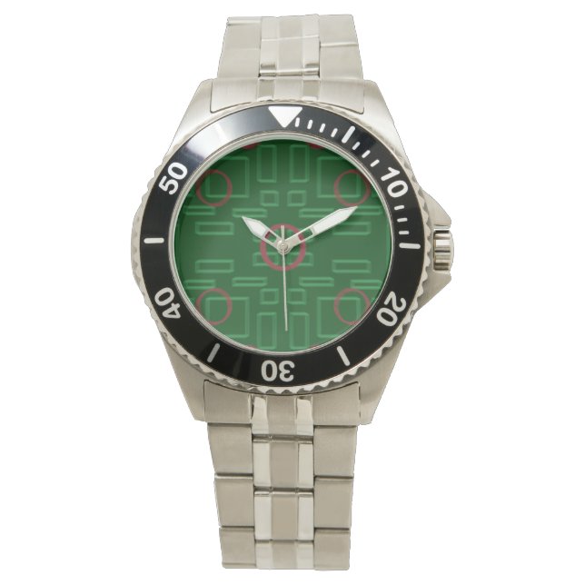 Groene geometrische dozen eWatch Horloge (Voorkant)