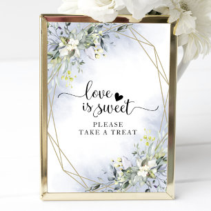 Groene geometrische eucalyptus Love Is Sweet bord Poster