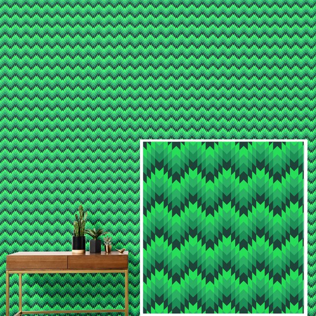 Groene Geometrische Golven Stripes Behang (Creator heeft geüpload)