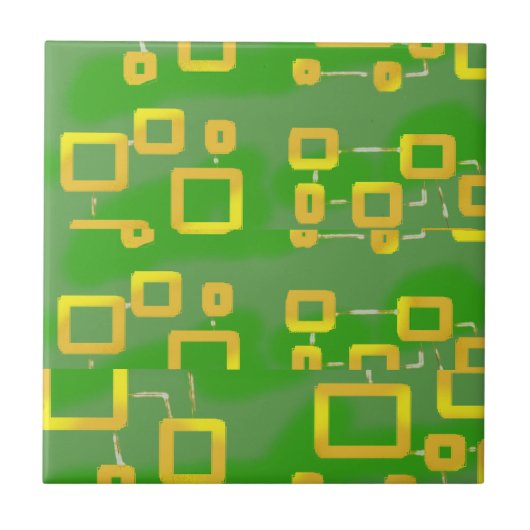 Groene geometrische keramische Tegel Tegeltje (Voorkant)