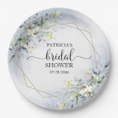 Groene geometrische krans bruidsshower papieren bordje (Voorkant)