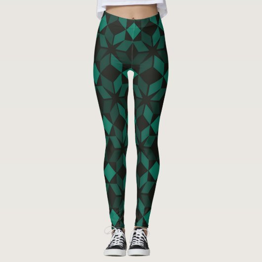 Groene Geometrische Leggings voor vrouwen (Voorkant)