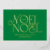 groene geometrische Noel script elegant modern Folie Feestdagenkaart (Voorkant)
