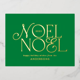 groene geometrische Noel script elegante modern Folie Feestdagen Briefkaart