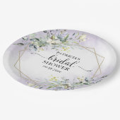 Groene geometrische paarse lavendel bruidsdouche papieren bordje (Gekanteld)